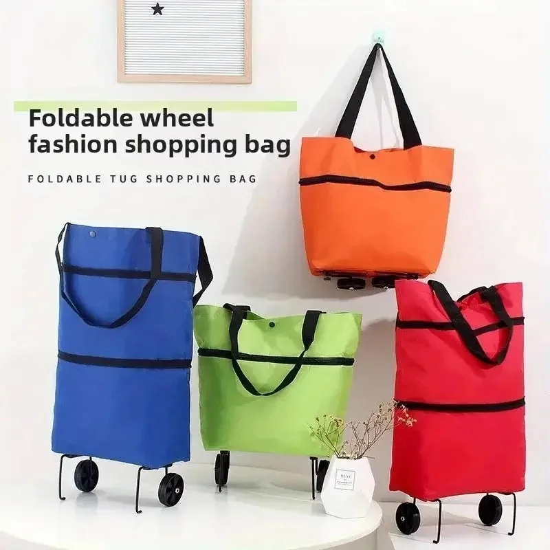 Foldable Backpack Small - 1pc Portable Shopping Cart with Wheels