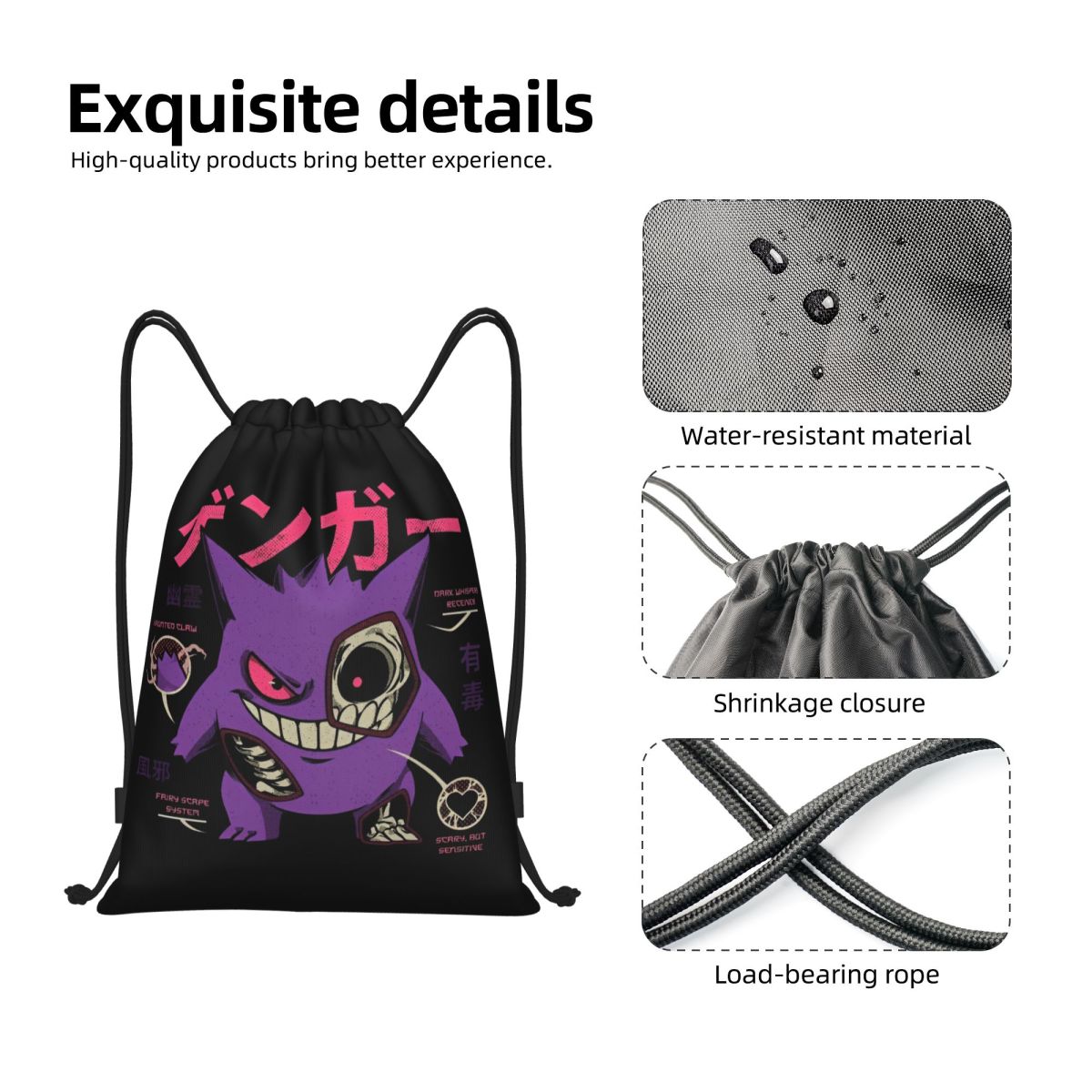 Pokemoned GENGAR'S Body Scan B - đánh giá và giá Drawstring Gym Bag