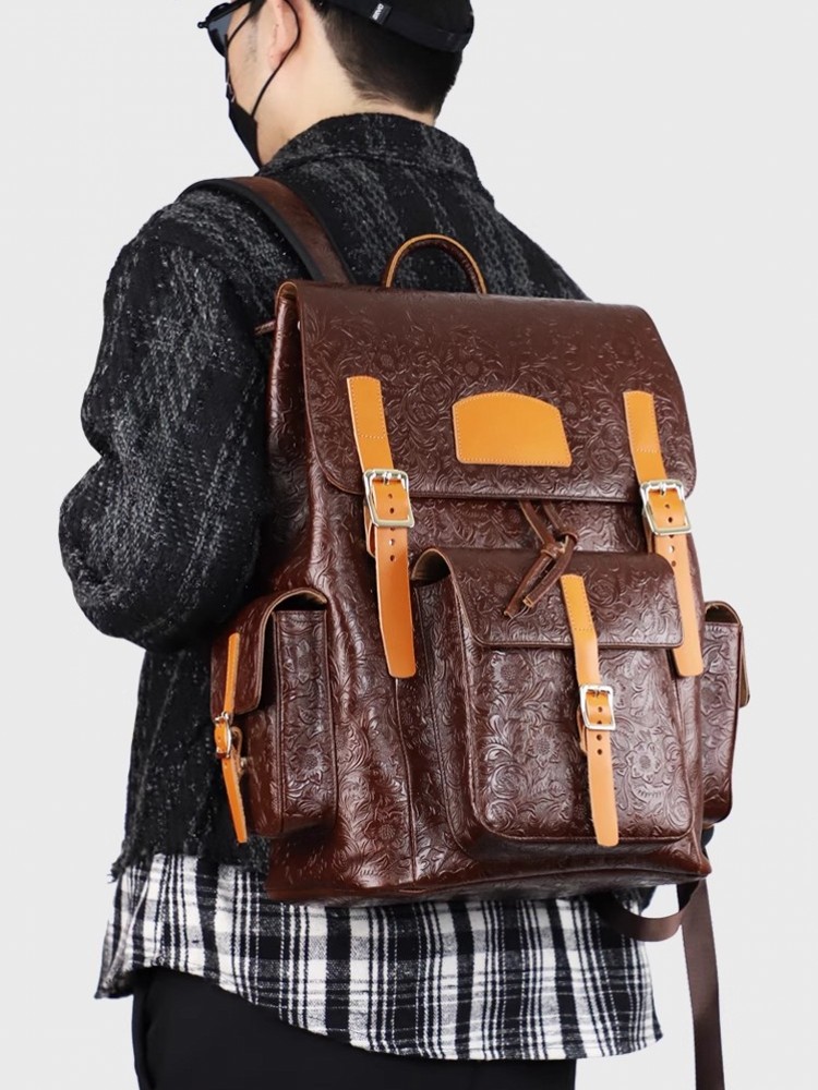 Vintage Mens Floral Wing Tip C - đánh giá và giá Leather Backpack Vintage