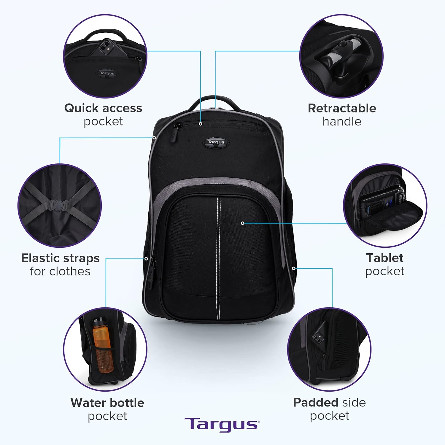 16 Inch Rolling Backpack with  - đánh giá và giá Laptop Sleeve Removable