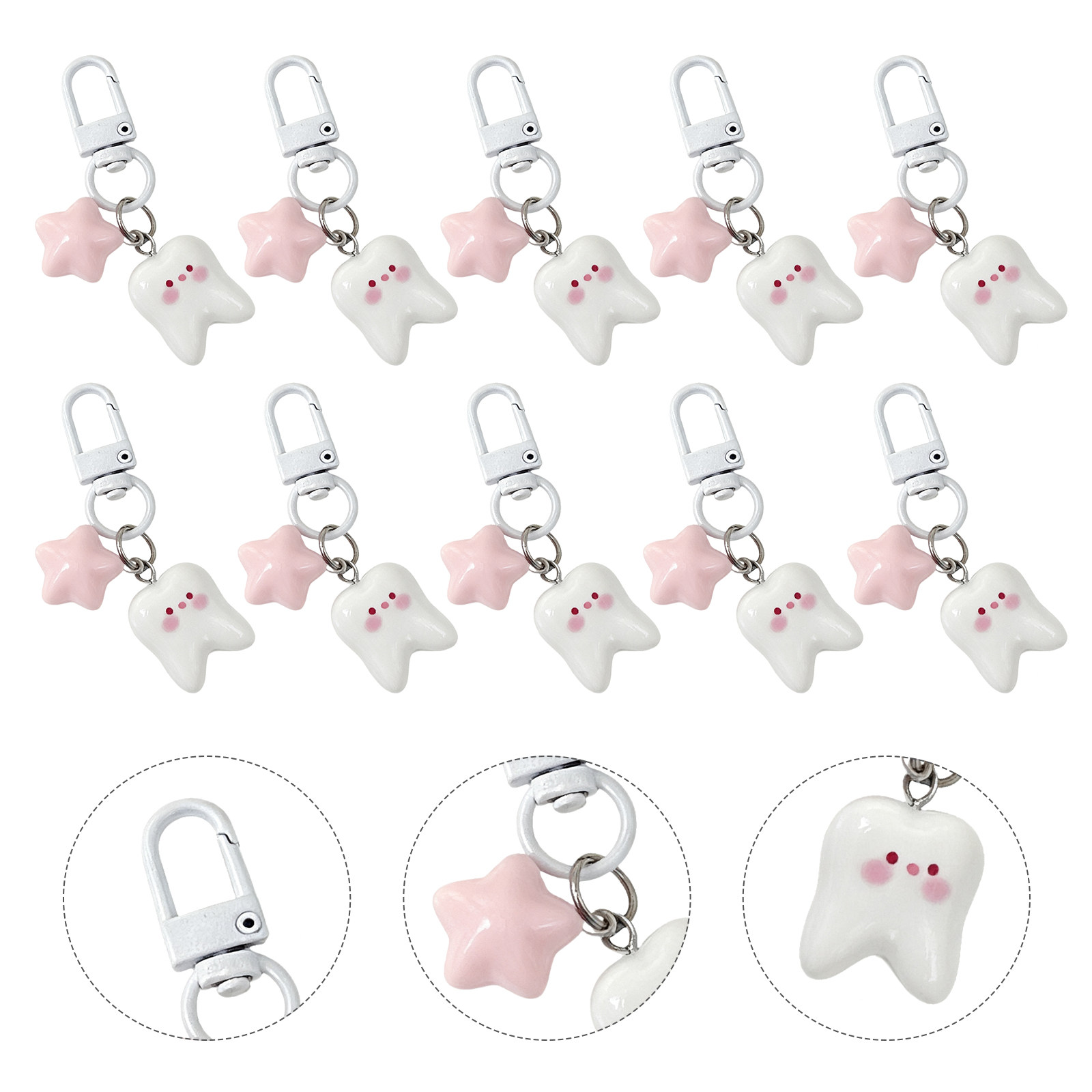 10Pcs Tooth Shape Keychain Cut - đánh giá và giá Mini Backpack Purse