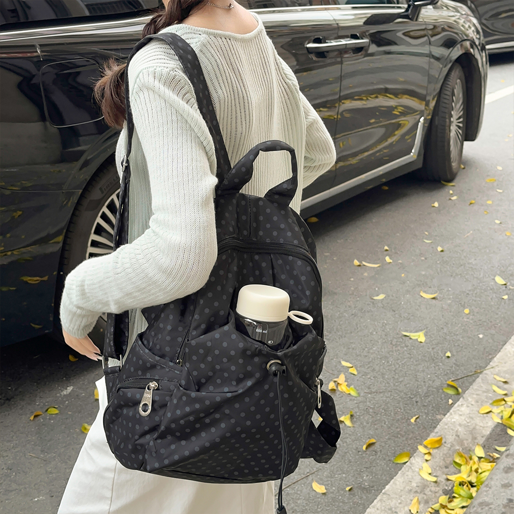 Polka Dot Nylon Drawstring Bac - đánh giá và giá Canvas Backpack Casual