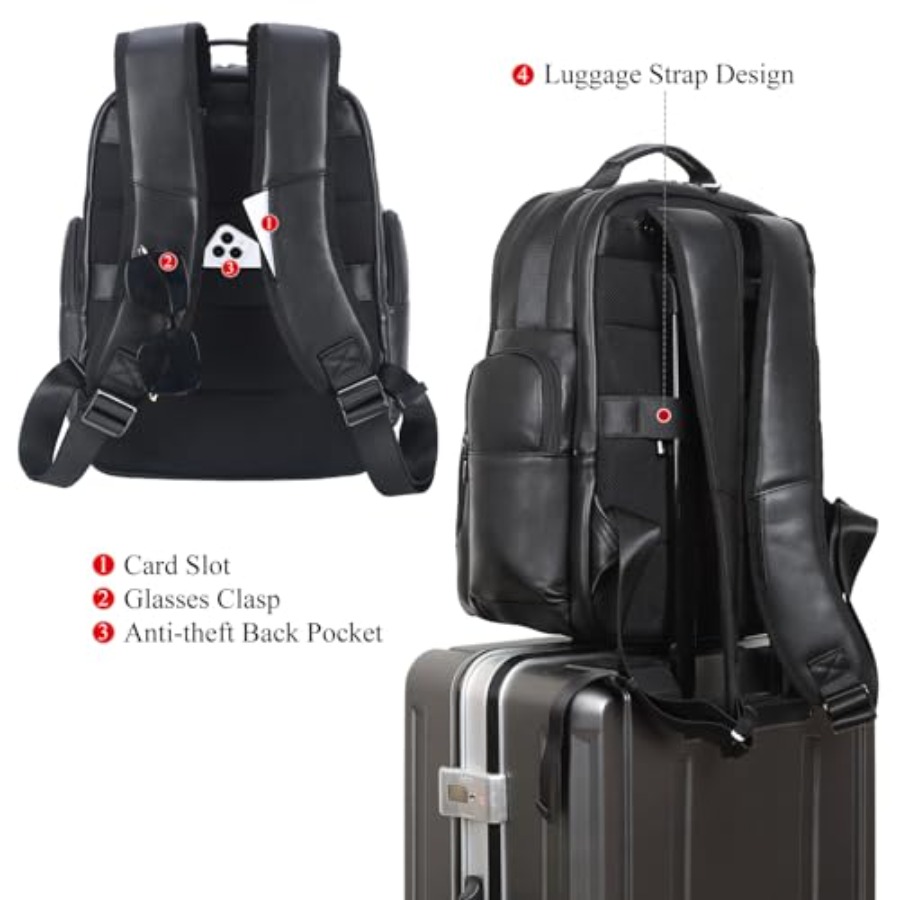 Men's Vintage Leather Backpack - đánh giá và giá Laptop Backpack 15.6