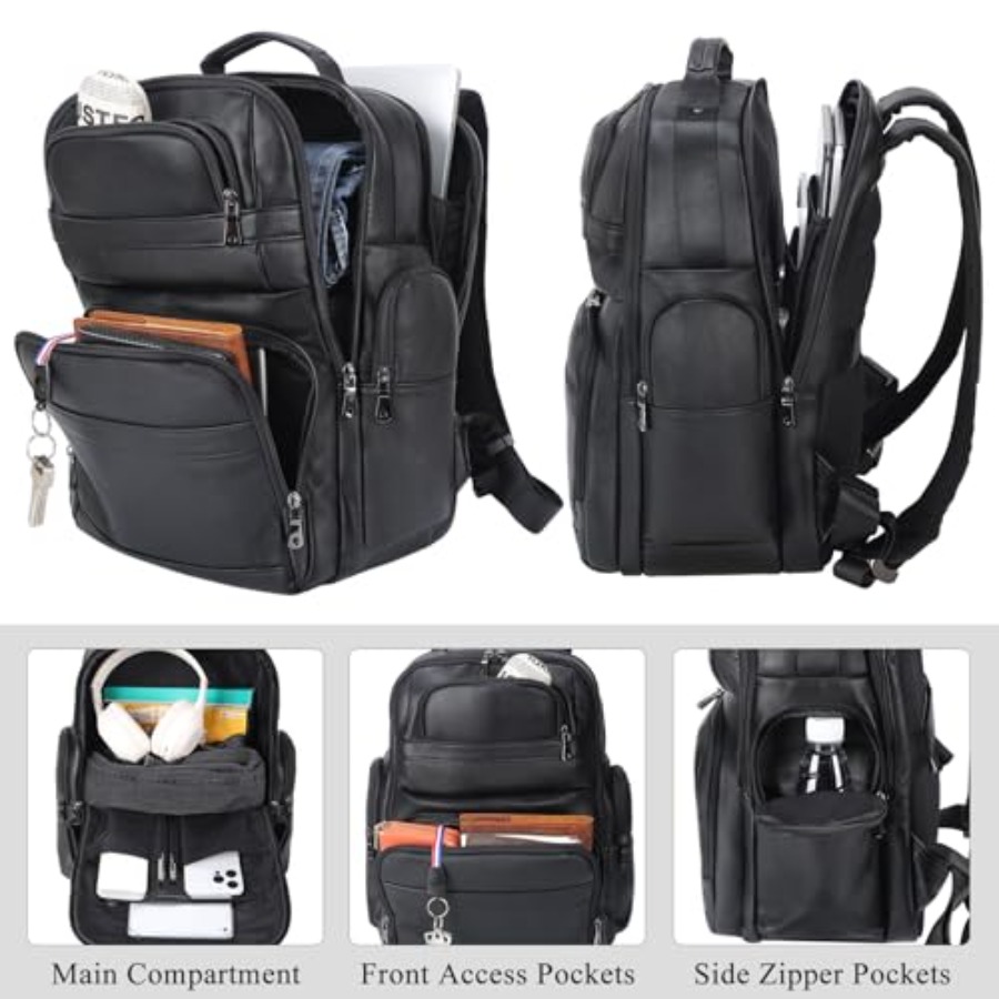 Men's Vintage Leather Backpack - đánh giá và giá Laptop Backpack 15.6