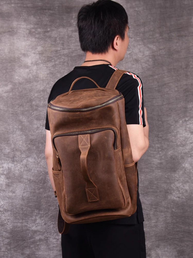 Handmade Mens Large Capacity T - đánh giá và giá Leather Backpack Vintage