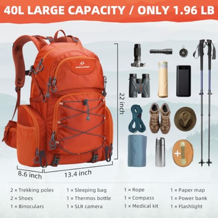 Hiking Backpack, 40L Waterproo - đánh giá và giá Rain Cover Backpack