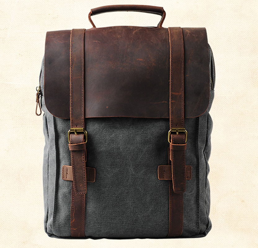Fashion Male Backpack Leather  - đánh giá và giá Rucksack Military Style