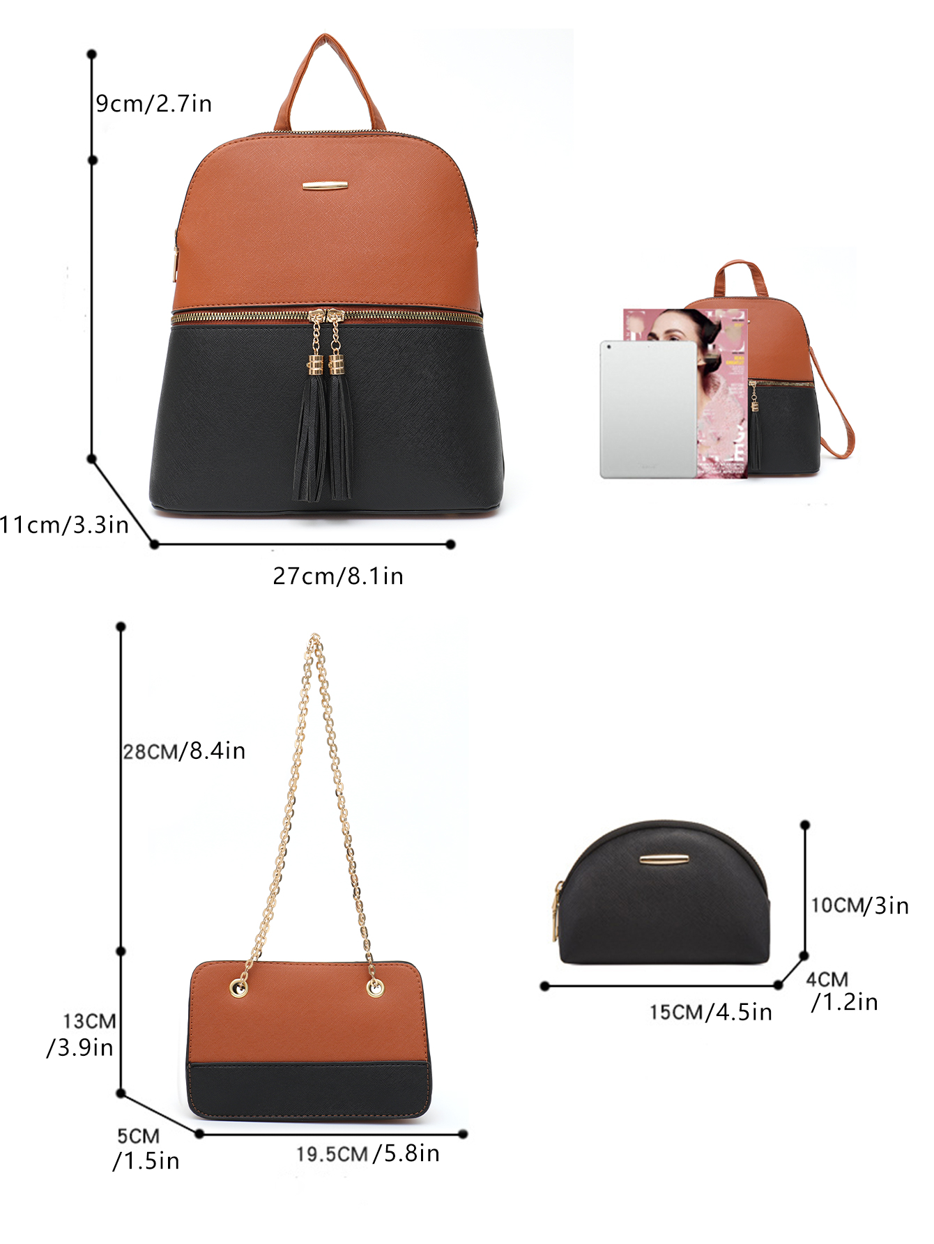 4 PCS Bags Set Women's Fashion - đánh giá và giá Mini Backpack Purse