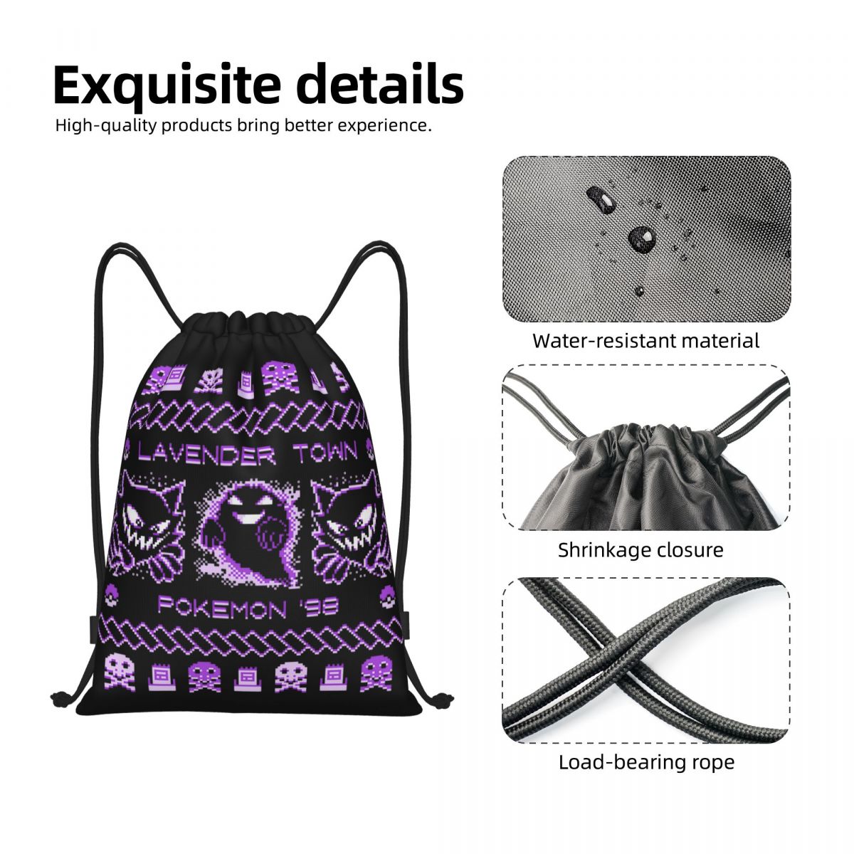 Lavender Town Christmas Backpa - đánh giá và giá Drawstring Gym Bag