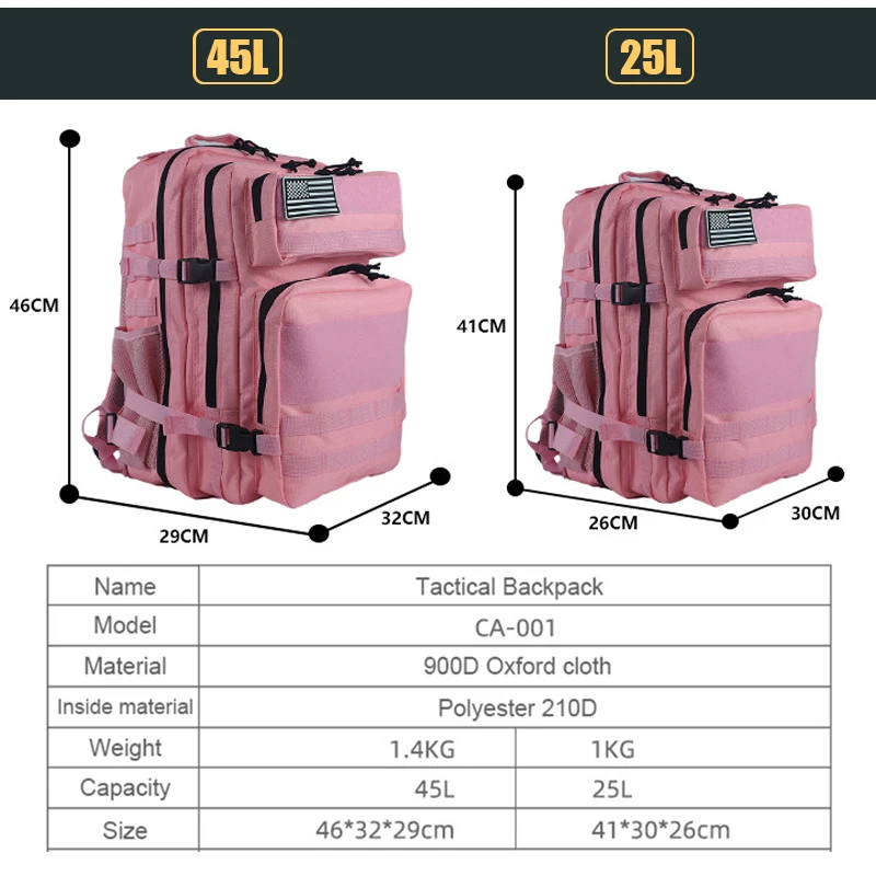 25L/45L 3P Tactical Backpack f - đánh giá và giá Urban Backpack Tactical