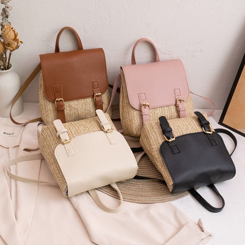 Fashion PU Leather Straw Backp - đánh giá và giá Leather Backpack Vintage